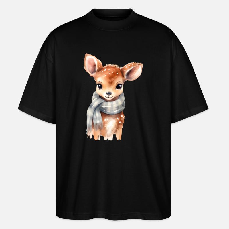 Faon délicat avec écharpe - T-shirt bio Blaster 2.0 coupe oversize Stanley/Stella Unisexe - noir