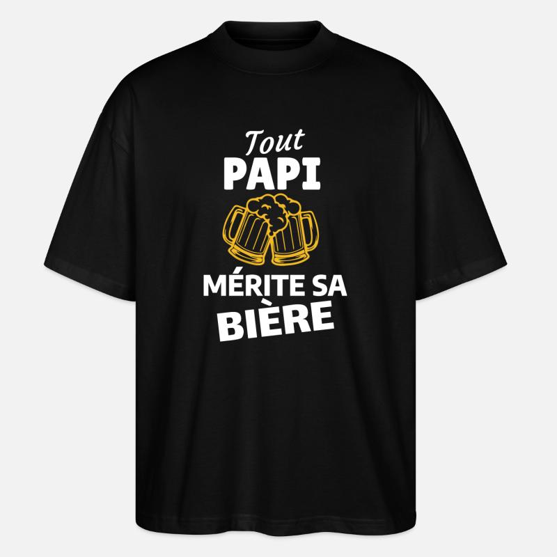 Humor und Freunde: Festliches Bier - Stanley/Stella Oversized Unisex Bio T-Shirt Blaster 2.0 - Schwarz
