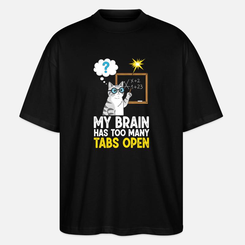 Humorvolles Katzenbild mit Schulkonzept - Stanley/Stella Oversized Unisex Bio T-Shirt Blaster 2.0 - Schwarz
