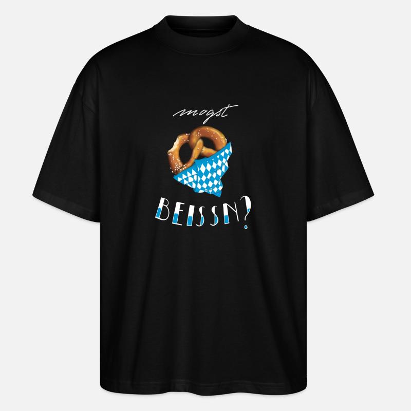 Bayern Breze "Mogst beissn?" - hell - Stanley/Stella Oversized Unisex Bio T-Shirt Blaster 2.0 - Schwarz
