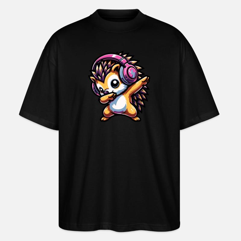 Dabbing Hedgehog - Stanley/Stella Oversized Unisex Organic T-shirt Blaster 2.0 - black