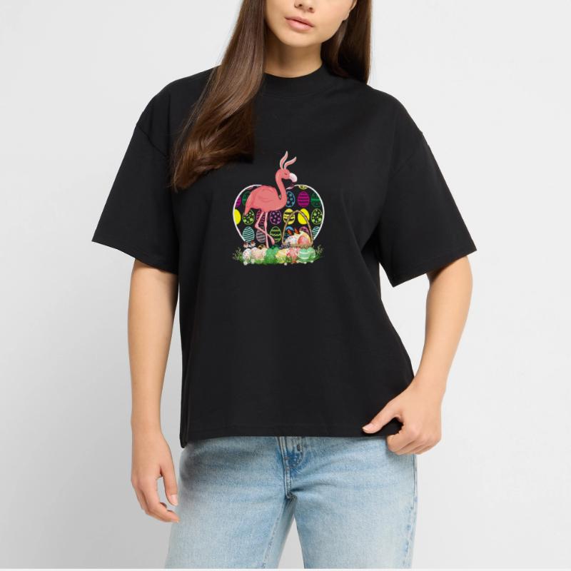 Flamingo Easter Eggs Funny Easter Day Eggs Hunters Stanley/Stella Oversized Unisex Organic T-shirt Blaster 2.0