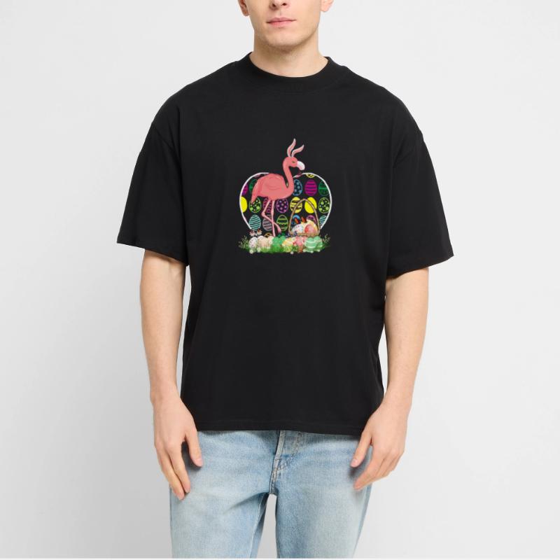 Flamingo Easter Eggs Funny Easter Day Eggs Hunters Stanley/Stella Oversized Unisex Organic T-shirt Blaster 2.0