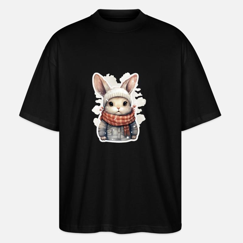 Hasen Fellnase im Winter - Stanley/Stella Oversized Unisex Bio T-Shirt Blaster 2.0 - Schwarz