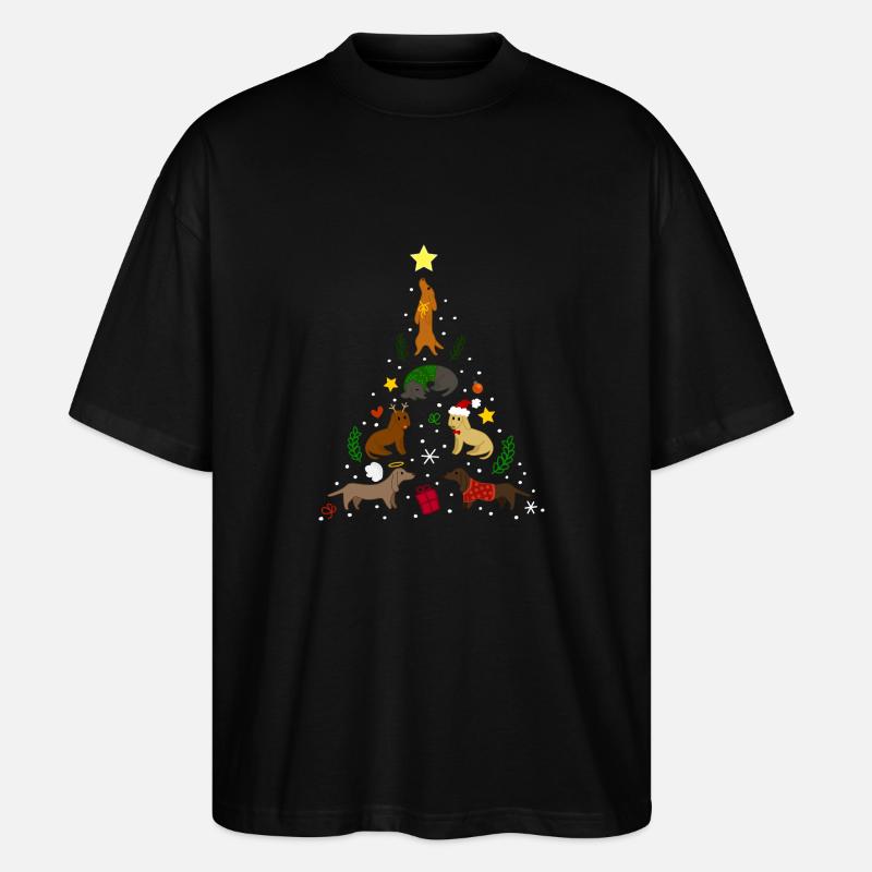 Dackel Baum Weihnachten - Stanley/Stella Oversized Unisex Bio T-Shirt Blaster 2.0 - Schwarz
