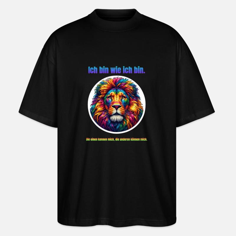 Lion psychédélique avec dicton - T-shirt bio Blaster 2.0 coupe oversize Stanley/Stella Unisexe - noir