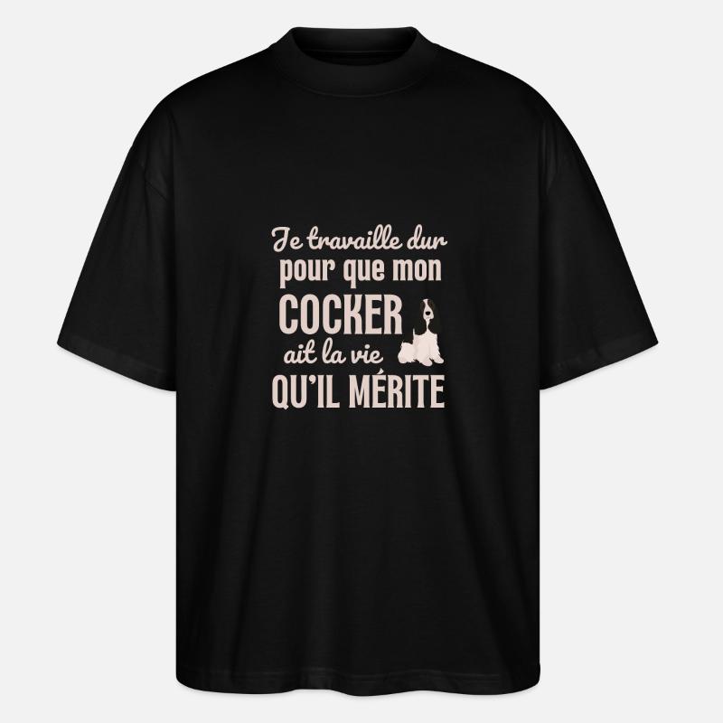 Chien mignon cocker - T-shirt bio Blaster 2.0 coupe oversize Stanley/Stella Unisexe - noir