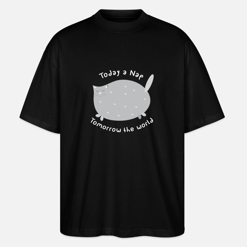 Katze / schlafen / Weltherrschaft / Geschenk - Stanley/Stella Oversized Unisex Bio T-Shirt Blaster 2.0 - Schwarz