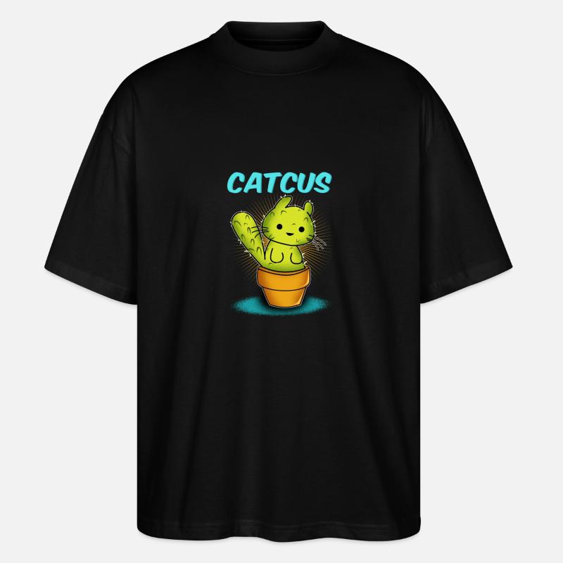 Chat / CATCUS / Cactus / Cadeau - T-shirt bio Blaster 2.0 coupe oversize Stanley/Stella Unisexe - noir