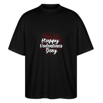 Valentine's Day Gift - Shirt - Love - Heart - Stanley/Stella Oversized Unisex Organic T-shirt Blaster 2.0 - black - Front - Alina (178cm) & Michal (187cm)