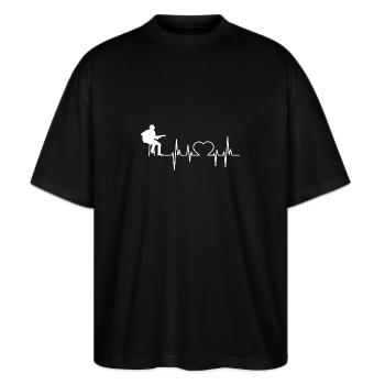 Guitare classique shirt Cadeaux d'amusement heartbeat - T-shirt bio Blaster 2.0 coupe oversize Stanley/Stella Unisexe - noir - Devant - Alina (178cm) & Michal (187cm)