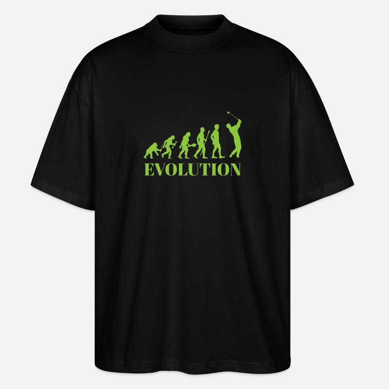 Evolution - Golf - Humour - Divertissement - Cadeau - T-shirt bio Blaster 2.0 coupe oversize Stanley/Stella Unisexe - noir