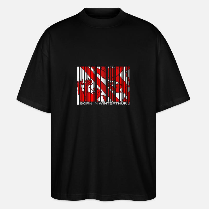 Born in Winterthur - Stanley/Stella Oversized Unisex Bio T-Shirt Blaster 2.0 - Schwarz