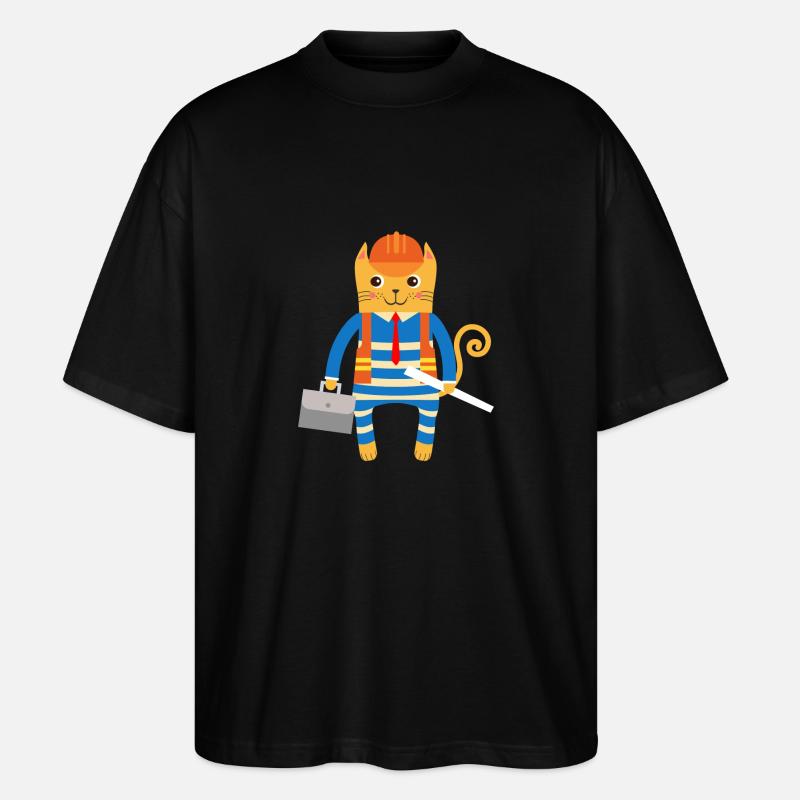 Ingenieur oder Architekt Katze - Stanley/Stella Oversized Unisex Bio T-Shirt Blaster 2.0 - Schwarz