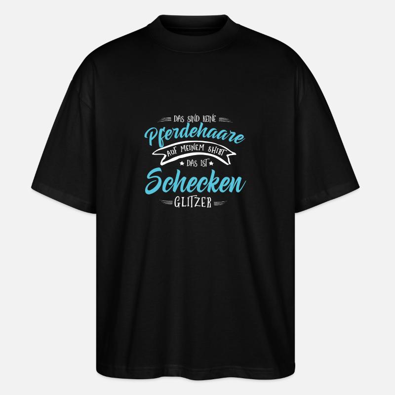Schecken Pferde Shirt-Glitzer - Stanley/Stella Oversized Unisex Bio T-Shirt Blaster 2.0 - Schwarz