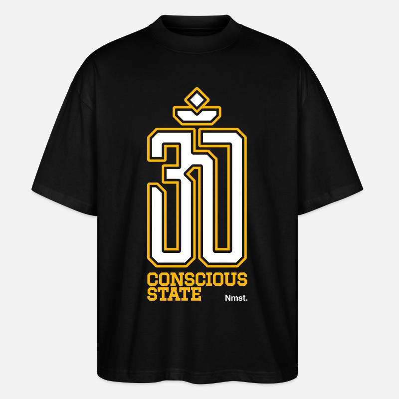 Équipe universitaire Varsity Om - T-shirt bio Blaster 2.0 coupe oversize Stanley/Stella Unisexe - noir
