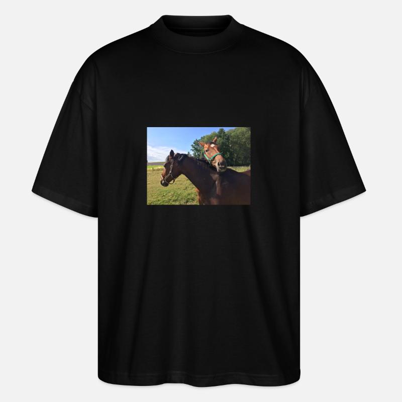 Pferde - Stanley/Stella Oversized Unisex Bio T-Shirt Blaster 2.0 - Schwarz