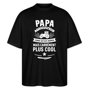 Papa agriculteur – plus cool qu’un papa normal - T-shirt bio Blaster 2.0 coupe oversize Stanley/Stella Unisexe - noir - Devant - Alina (178cm) & Michal (187cm)