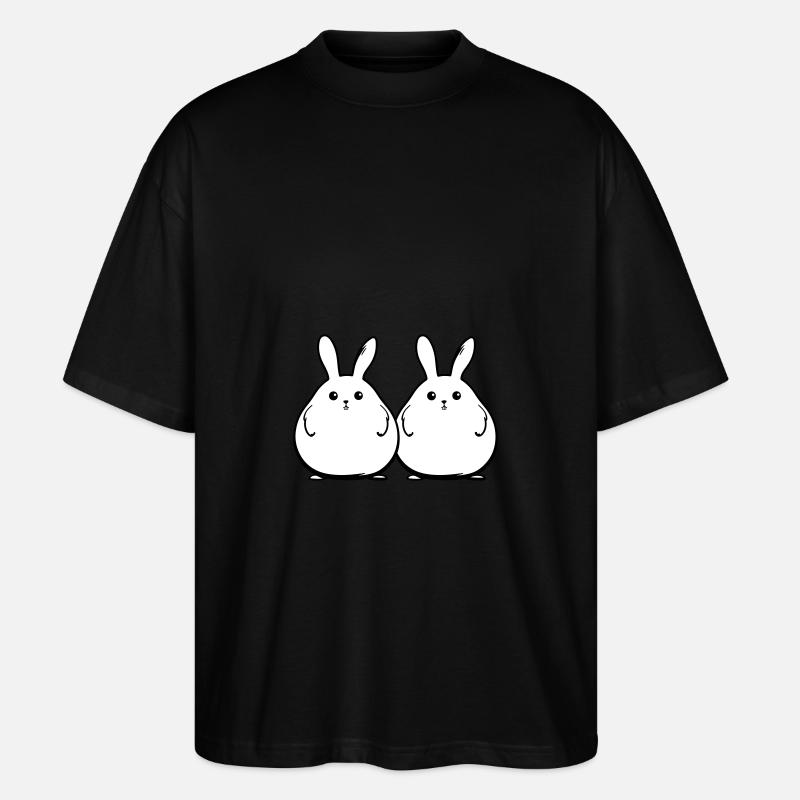 Bunny Funny Easter Couple - Stanley/Stella Oversized Unisex Organic T-shirt Blaster 2.0 - black