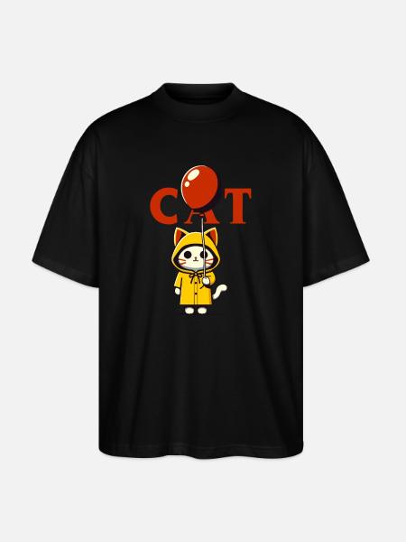 Red Balloon Kitten - Stanley/Stella Oversized Unisex Organic T-shirt Blaster 2.0 - black
