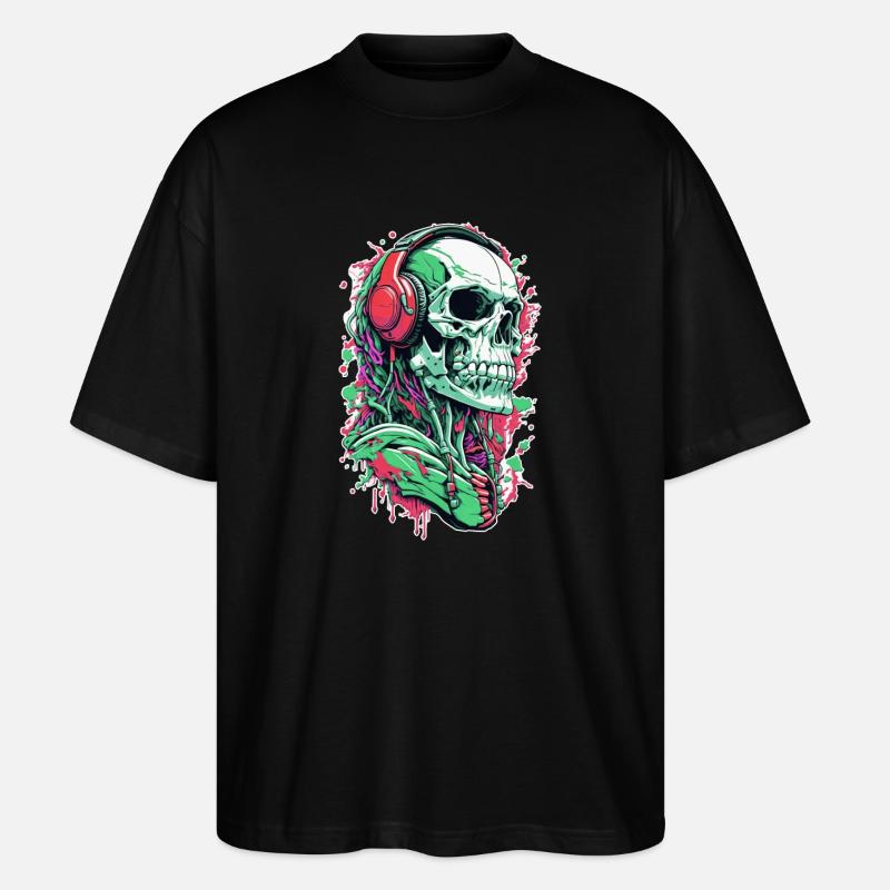 Schädel Musik - Stanley/Stella Oversized Unisex Bio T-Shirt Blaster 2.0 - Schwarz