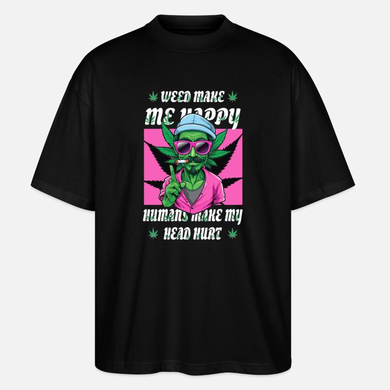 L’herbe me rend heureux... - T-shirt bio Blaster 2.0 coupe oversize Stanley/Stella Unisexe - noir