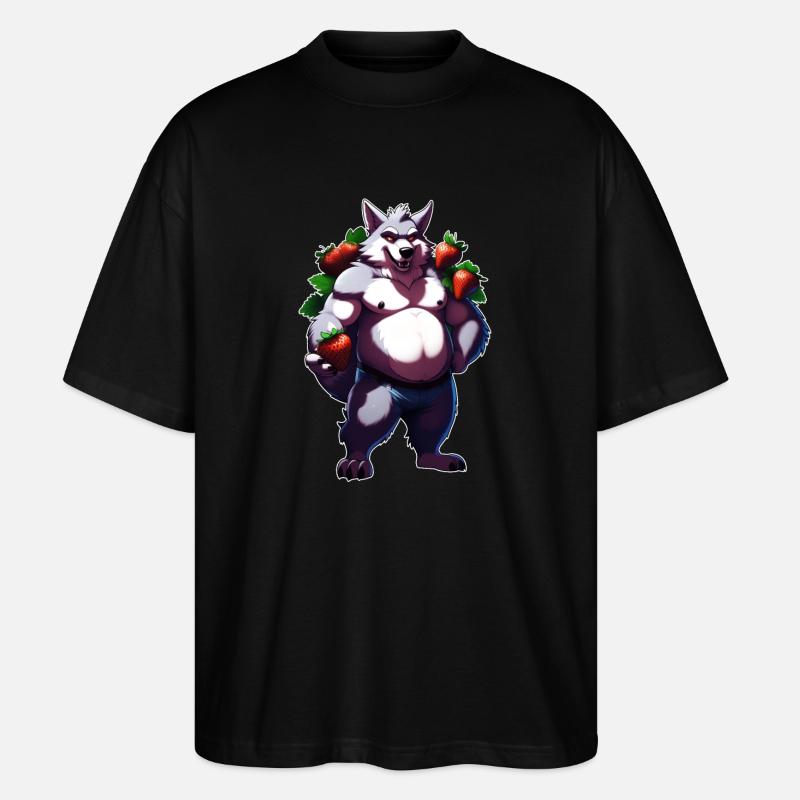 Wolf Erdbeere 1 - Stanley/Stella Oversized Unisex Bio T-Shirt Blaster 2.0 - Schwarz