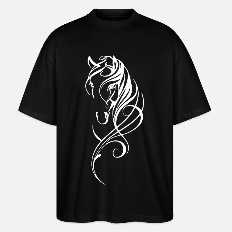 Cheval abstrait blanc - T-shirt bio Blaster 2.0 coupe oversize Stanley/Stella Unisexe - noir