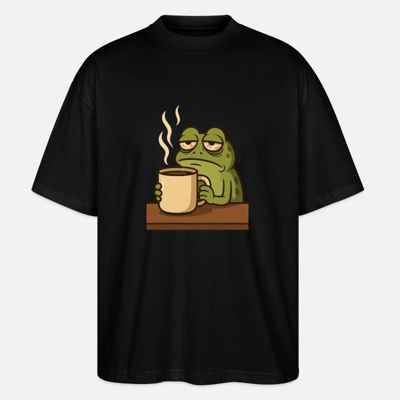 Frosch mit Kaffee - Stanley/Stella Oversized Unisex Bio T-Shirt Blaster 2.0 - Schwarz