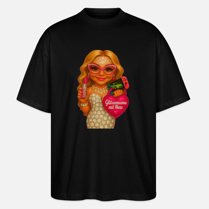 GlitzerMama mit Herz - Stanley/Stella Oversized Unisex Bio T-Shirt Blaster 2.0 - Schwarz