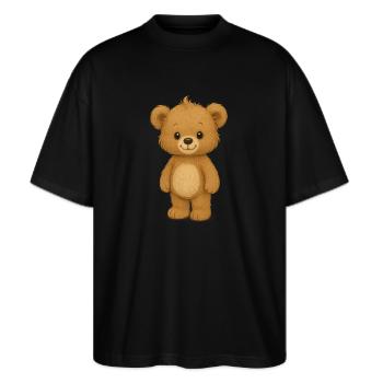 Teddybär - Stanley/Stella Oversized Unisex Bio T-Shirt Blaster 2.0 - Schwarz - Vorne - Alina (178cm) & Michal (187cm)