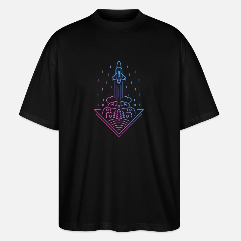 Fusée rétro - T-shirt bio Blaster 2.0 coupe oversize Stanley/Stella Unisexe - noir