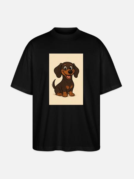 Glücklicher Dackel - Stanley/Stella Oversized Unisex Bio T-Shirt Blaster 2.0 - Schwarz