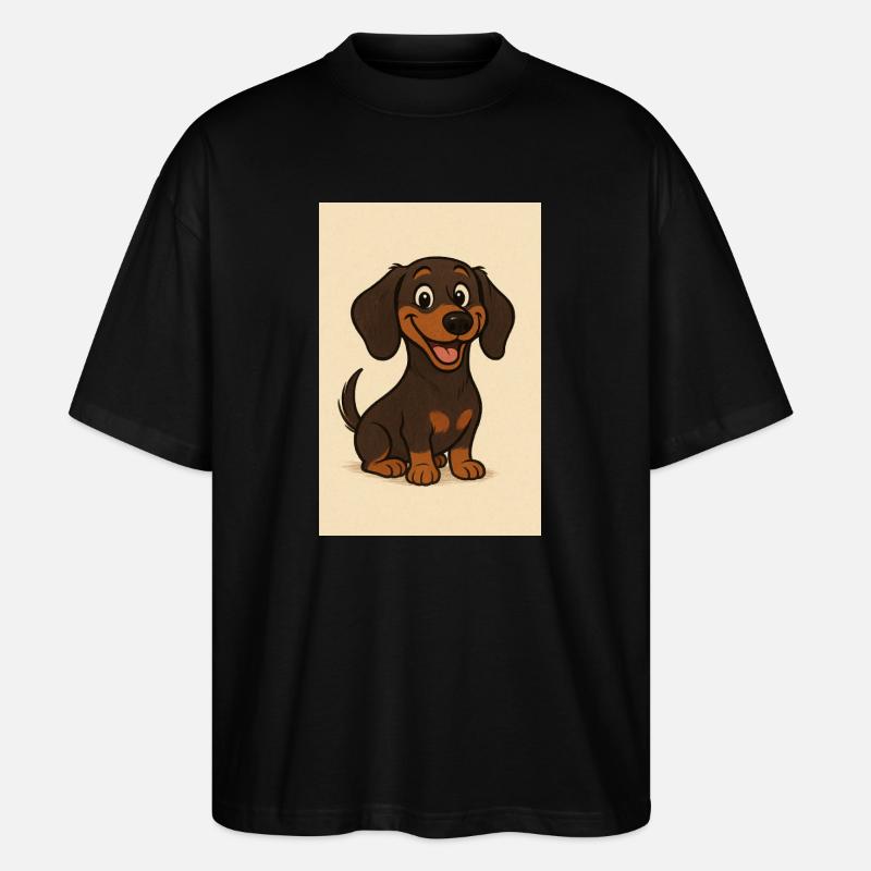 Glücklicher Dackel - Stanley/Stella Oversized Unisex Bio T-Shirt Blaster 2.0 - Schwarz