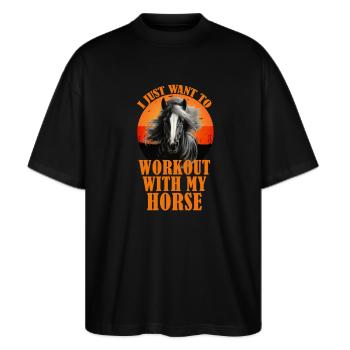 Je veux juste m’entraîner avec mon cheval - T-shirt bio Blaster 2.0 coupe oversize Stanley/Stella Unisexe - noir - Devant - Alina (178cm) & Michal (187cm)