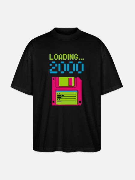 Loading 2000 Disketten-Design Retro Pixel Design - Stanley/Stella Oversized Unisex Bio T-Shirt Blaster 2.0 - Schwarz