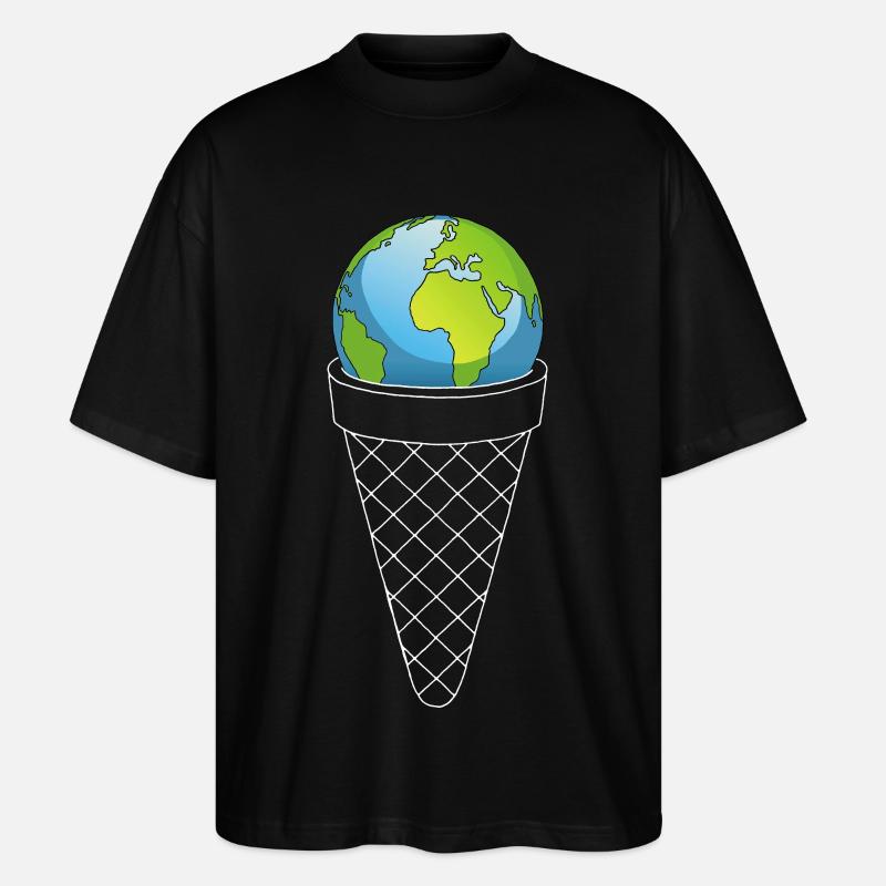 Planet Erde und Eiscreme - Stanley/Stella Oversized Unisex Bio T-Shirt Blaster 2.0 - Schwarz