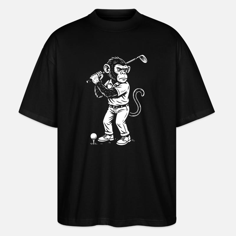 Chimp playing golf gift - Stanley/Stella Oversized Unisex Organic T-shirt Blaster 2.0 - black