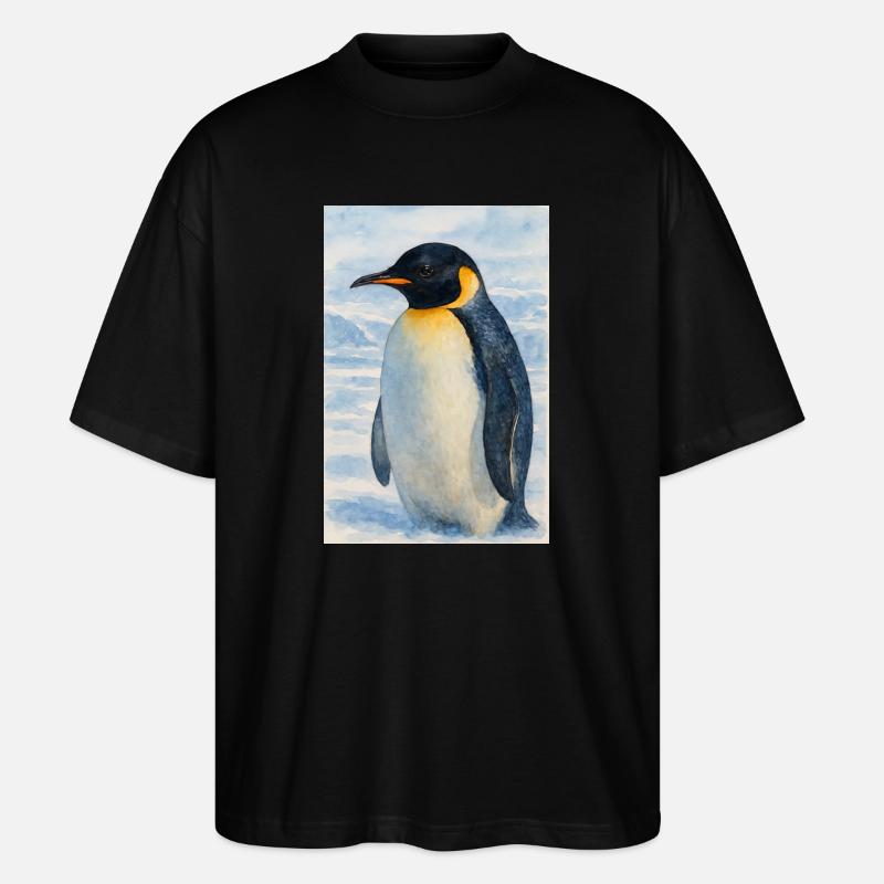 Aquarell Pinguin am Meer - Stanley/Stella Oversized Unisex Bio T-Shirt Blaster 2.0 - Schwarz