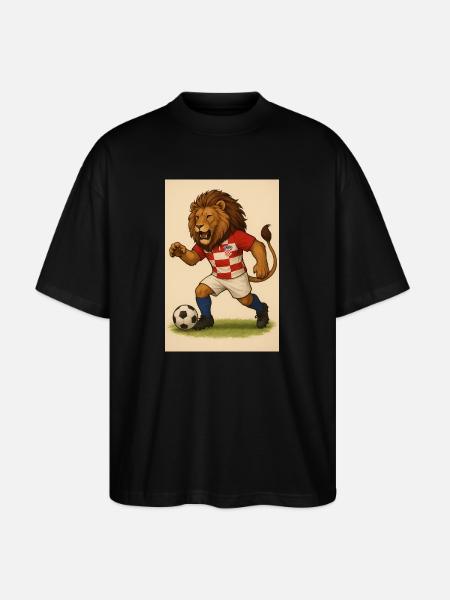 Lion in Croatia Football Jersey - Stanley/Stella Oversized Unisex Organic T-shirt Blaster 2.0 - black