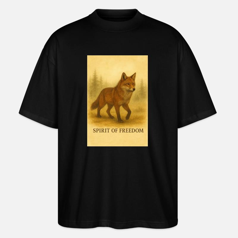 Freiheitsfuchs im Sepia-Stil - Stanley/Stella Oversized Unisex Bio T-Shirt Blaster 2.0 - Schwarz