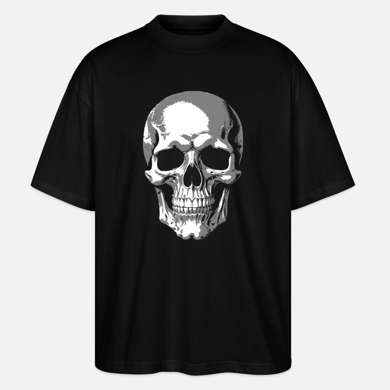 Monochrome Schädel Grafik - Stanley/Stella Oversized Unisex Bio T-Shirt Blaster 2.0 - Schwarz