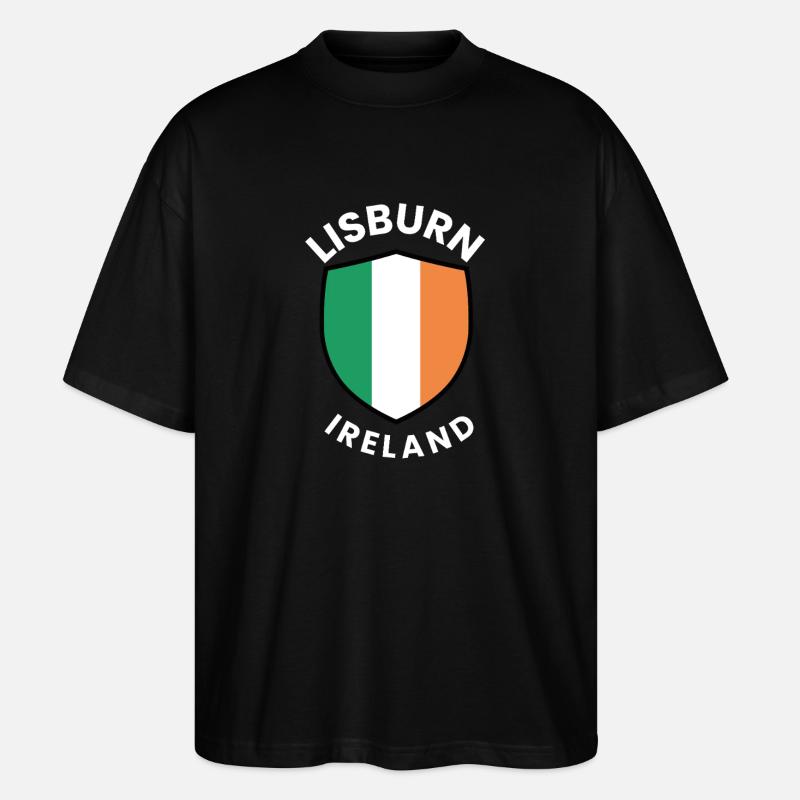 Lisburn Shield Irish Flag Tee - Stanley/Stella Oversized Unisex Bio T-Shirt Blaster 2.0 - Schwarz