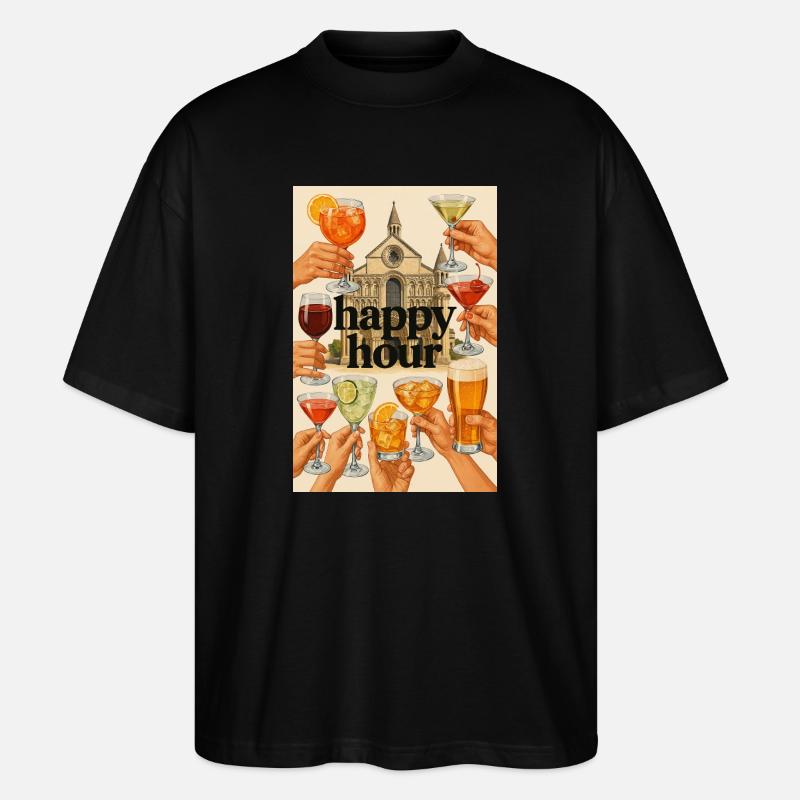 Happy_Hour_Collage - T-shirt bio Blaster 2.0 coupe oversize Stanley/Stella Unisexe - noir