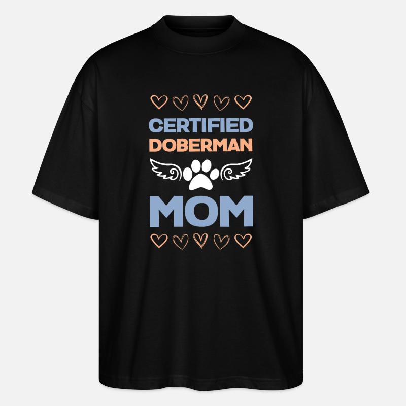 Dobermann Mama Zertifiziert - Stanley/Stella Oversized Unisex Bio T-Shirt Blaster 2.0 - Schwarz