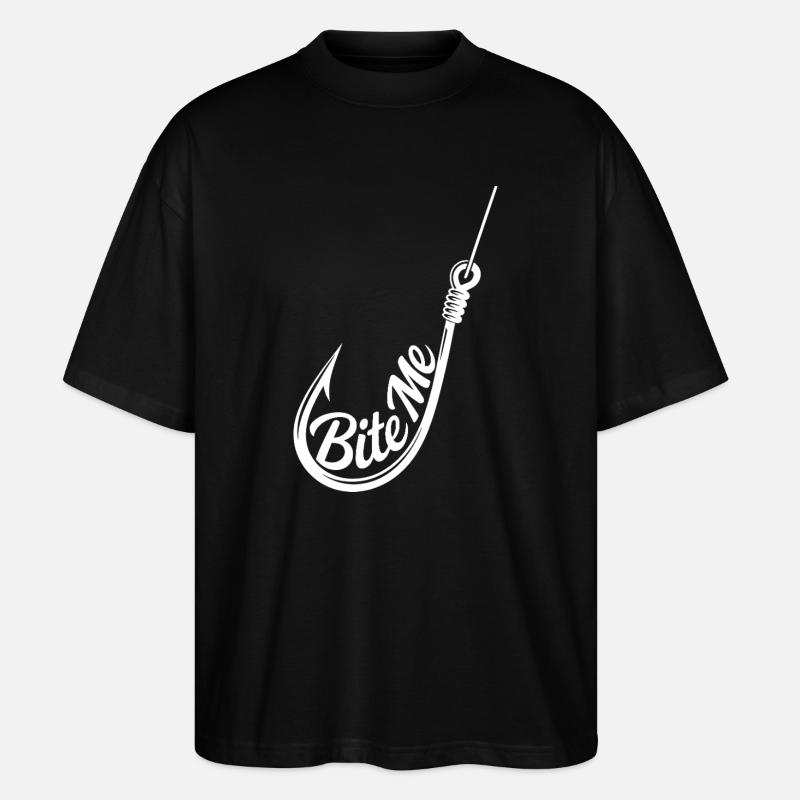 Bite Me Hook Silhouette Tee - Stanley/Stella Oversized Unisex Organic T-shirt Blaster 2.0 - black
