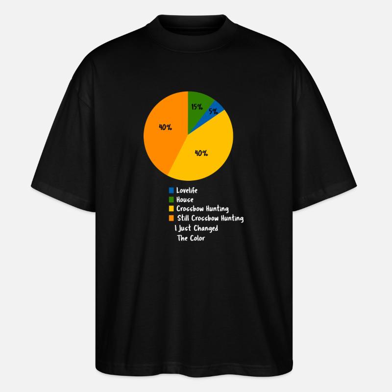 Lustiges Armbrustjagd-Kuchendiagramm Jäger-Geschenk - Stanley/Stella Oversized Unisex Bio T-Shirt Blaster 2.0 - Schwarz
