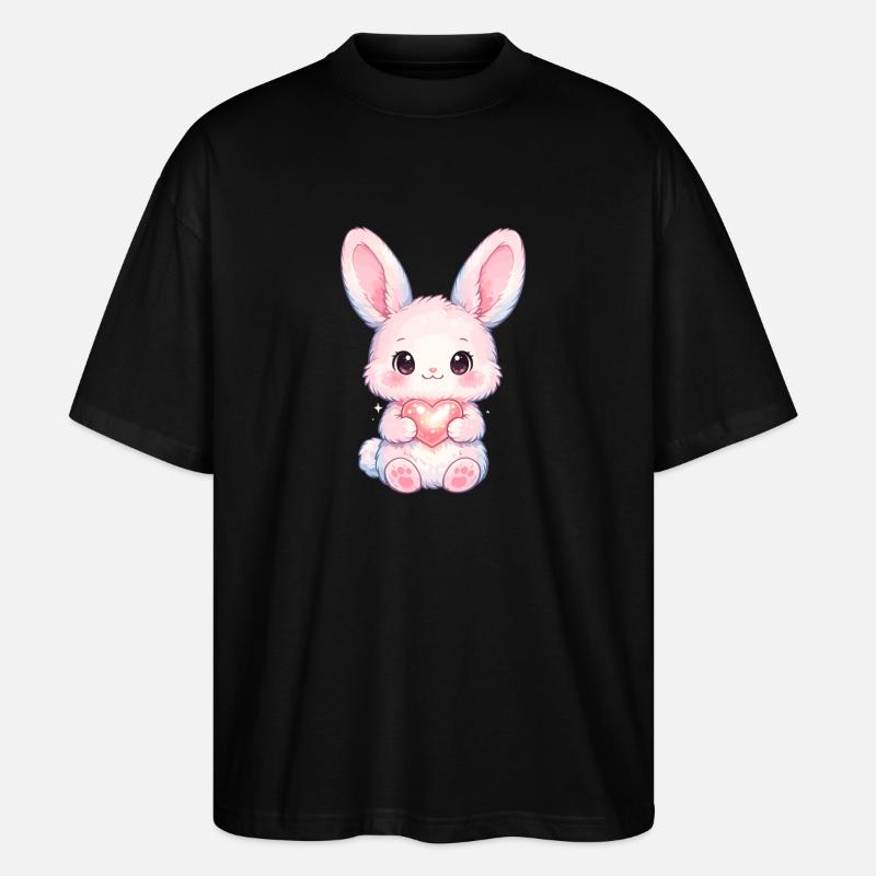 Zarter Hase mit Herzlicht - Stanley/Stella Oversized Unisex Bio T-Shirt Blaster 2.0 - Schwarz