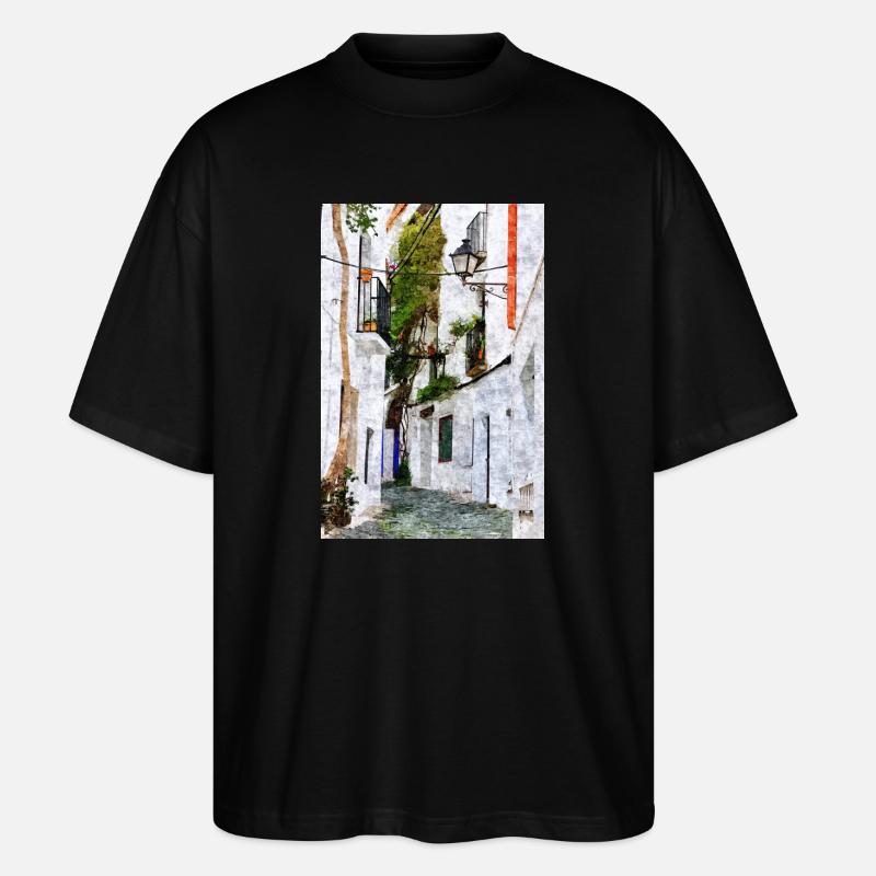 Schöne Stadt Cadaques in Spanien - Stanley/Stella Oversized Unisex Bio T-Shirt Blaster 2.0 - Schwarz