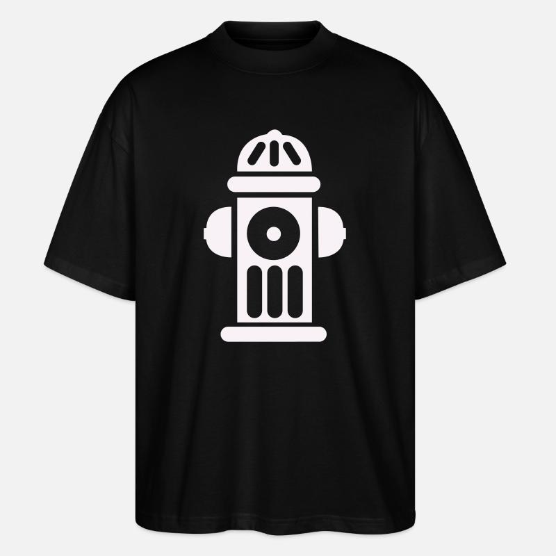 Feuerhydrant Silhouette Linienminimal - Stanley/Stella Oversized Unisex Bio T-Shirt Blaster 2.0 - Schwarz
